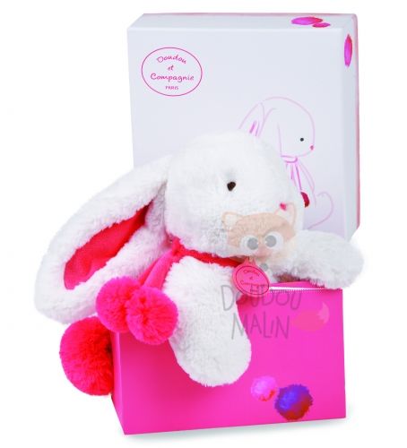  lapin pompon blanc rouge fraise 